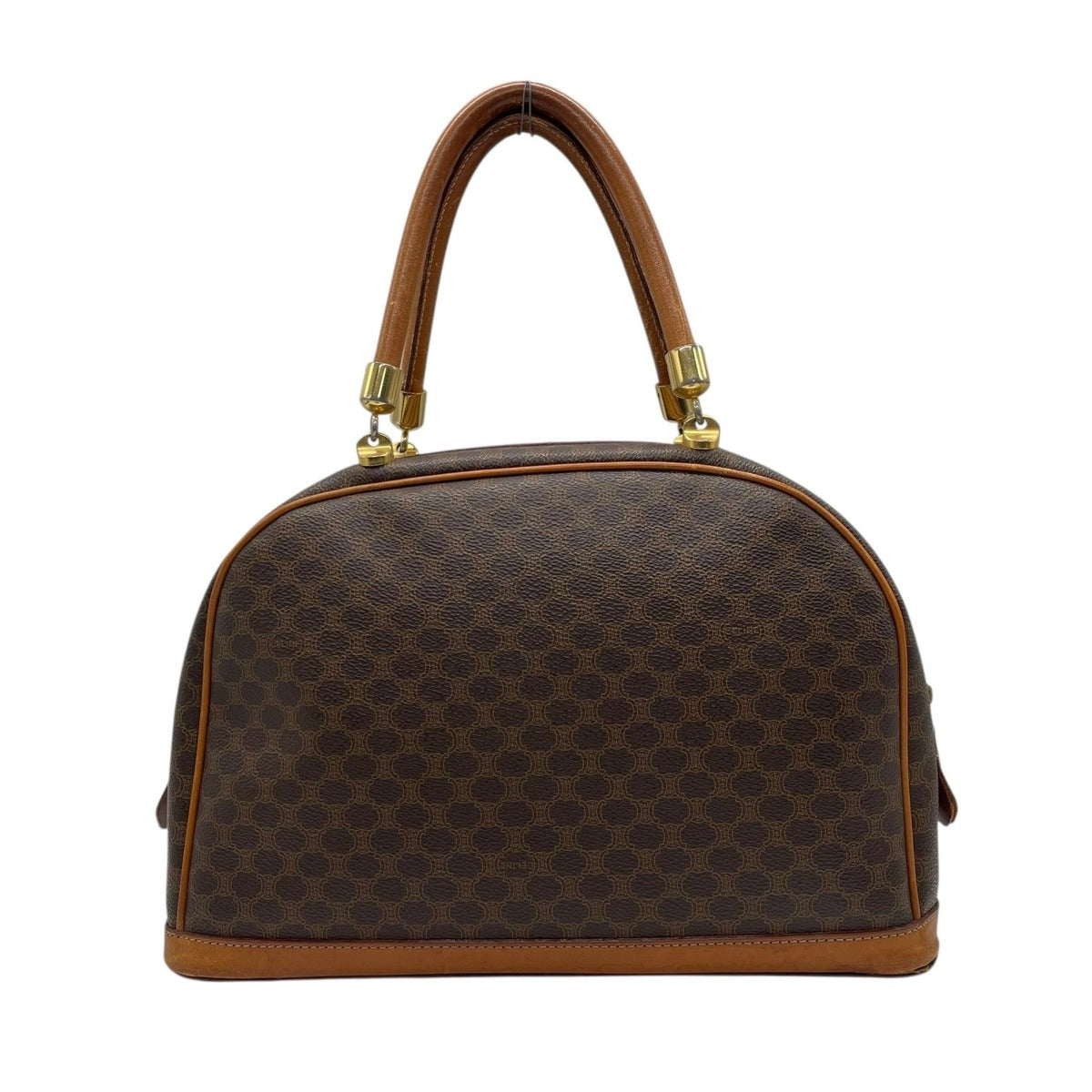Celine Vintage Macadam Leather Handbag Front Pocket Brown Gold Classic Cles Dies Z3 — view 3