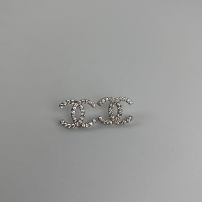 Chanel CC Logo Earrings Silver Vintage