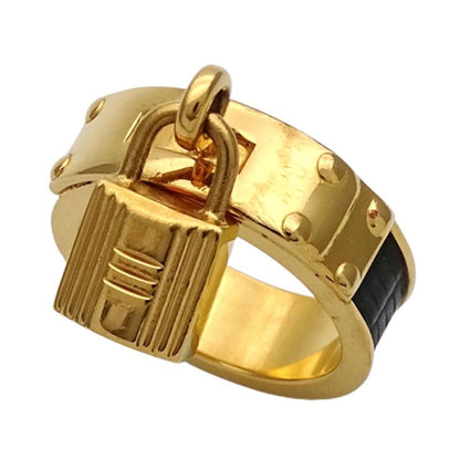 Hermes Scarf Ring Kelly Cadenas Motif GP Gold Green Accessories