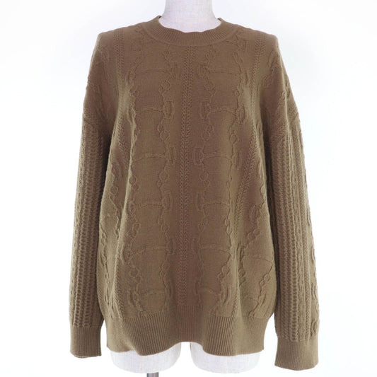 Hermes Virgin Wool Cashmere Chaine D'ancre Long Sleeve Knit Top Brown 38 Made