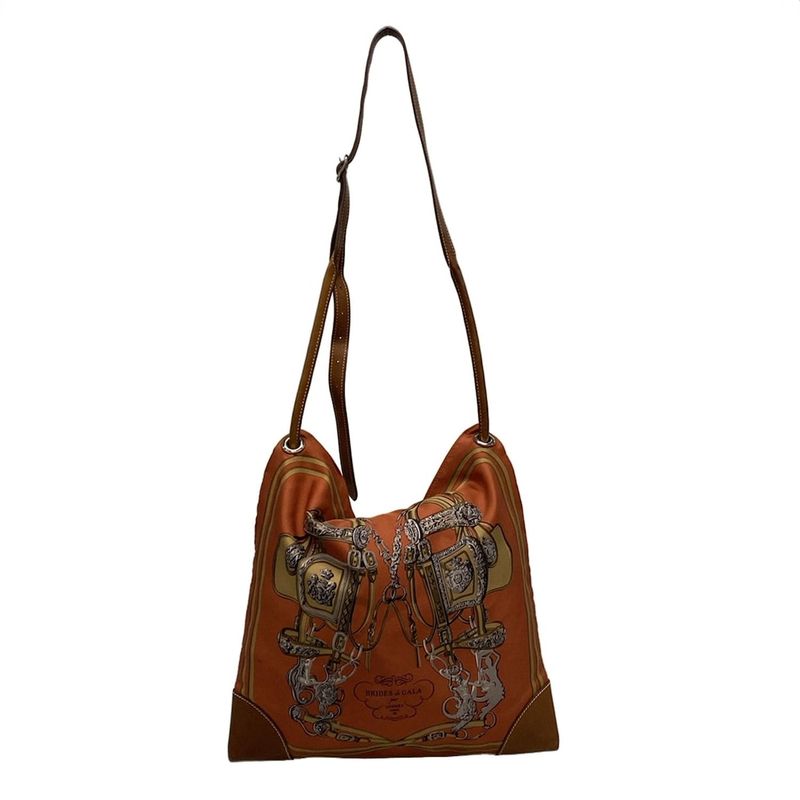 Hermes Shoulder Bag Silky City PM Orange And Beige And Multi Brides De Gala Silk