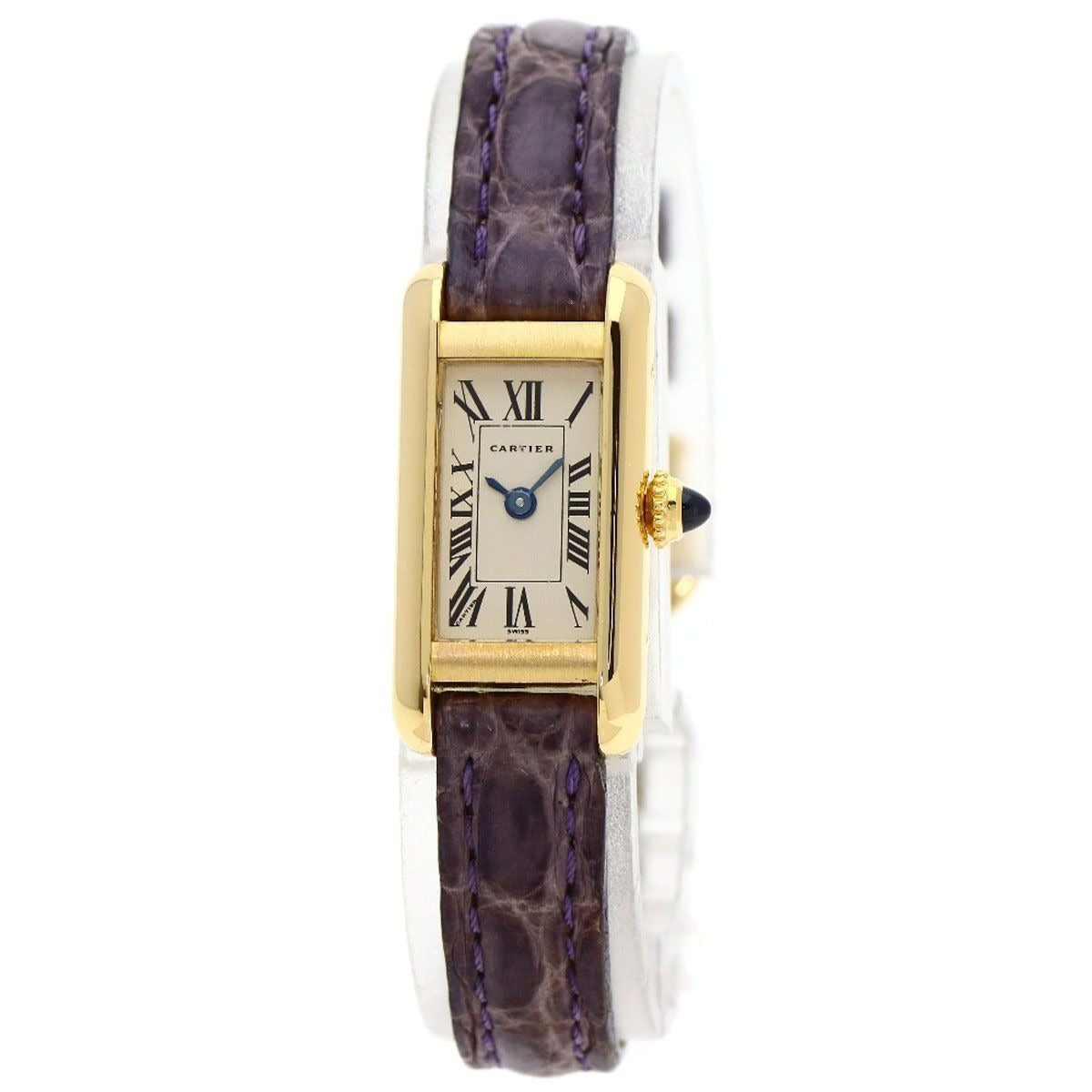 Cartier Tank Alonge Watch 18K Yellow Gold Leather