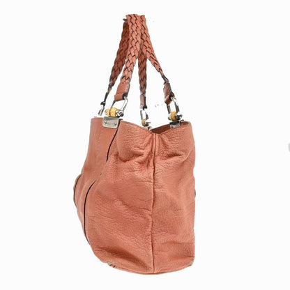Gucci Bamboo Tote Shoulder Bag Leather Coral Pink 64ka752
