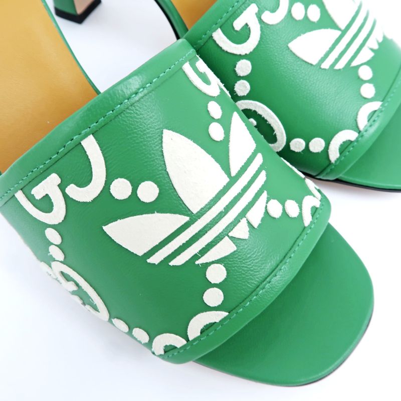 Gucci Adidas Collaboration Sandals Green 722445 Size 40 Mule Heel
