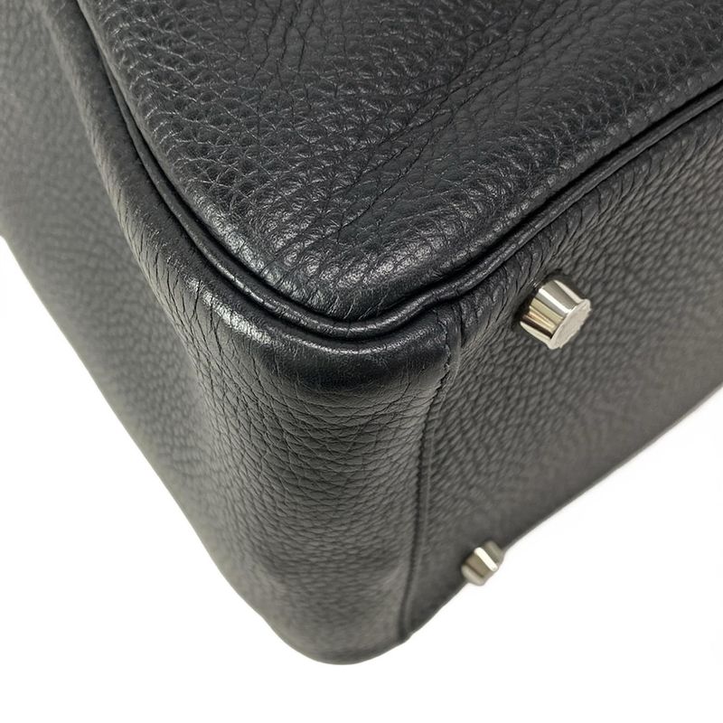 Hermes Shoulder Bag Lindy 30 Black Silver Hardware