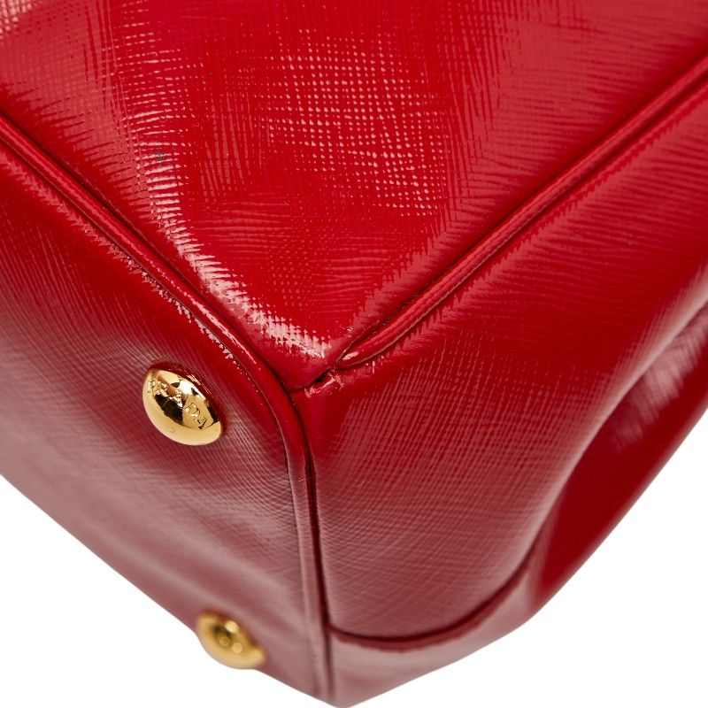 Prada Triangle Logo Plated Galleria Handbag Shoulder Bag 2WAY Bn2274 Red