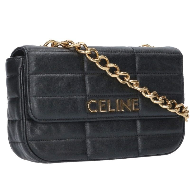 Celine Chain Strap Logo Leather Shoulder Bag