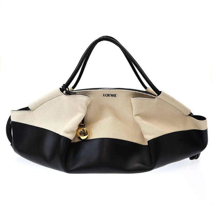 Loewe Paseo Bag XL Paseo Bag Shiny Napa Calf and Canvas Black White