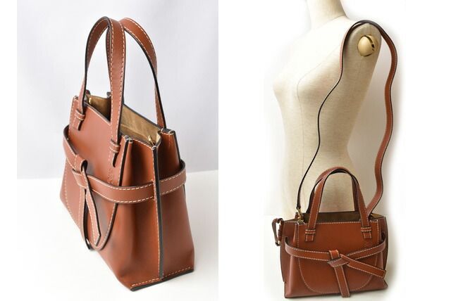 Loewe Handbag Gate Top Handle Mini Shoulder Bag 2way Loewe Bag Leather Brown