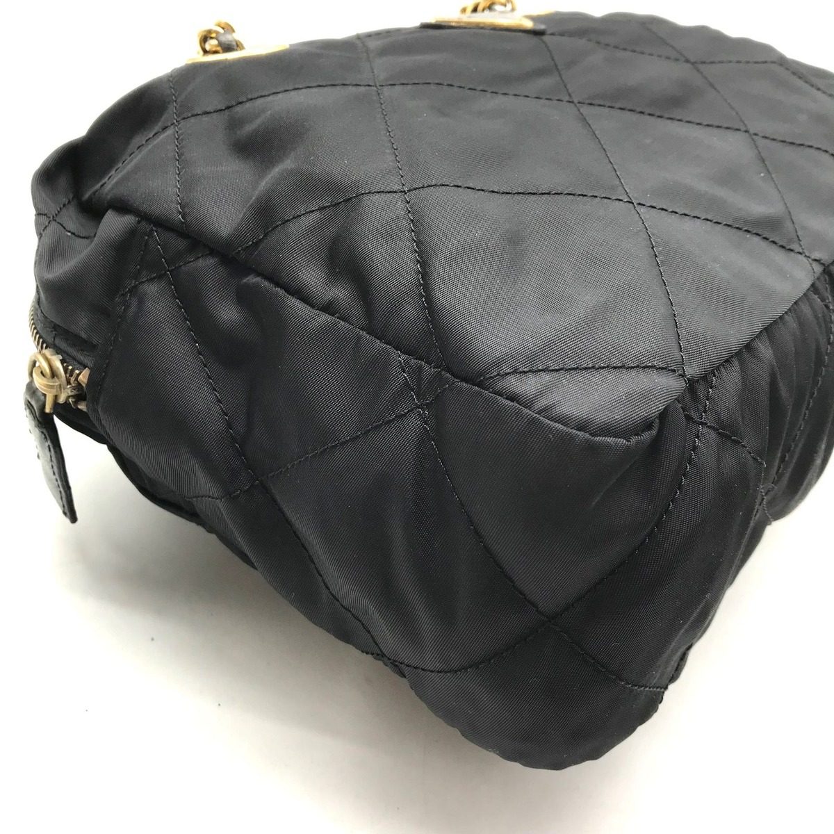 Prada Nylon Quilted Chain Shoulder Tote Black — view 5