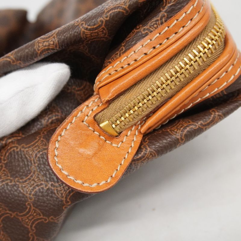 Celine Pouch Macadam PVC Brown Gold Hardware Women