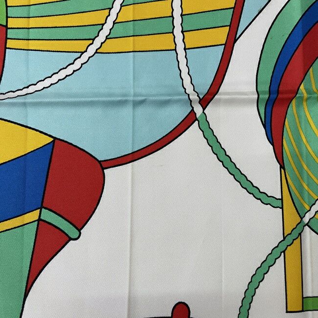 Hermes Scarf Carré 90 Green Blue White Thalassa