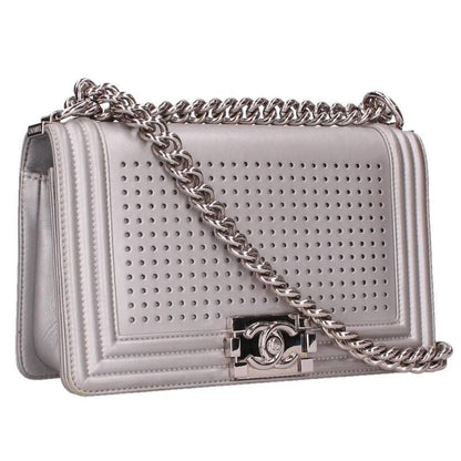 Chanel Boy 25 LED Light Metallic Calfskin Chain Shoulder Bag