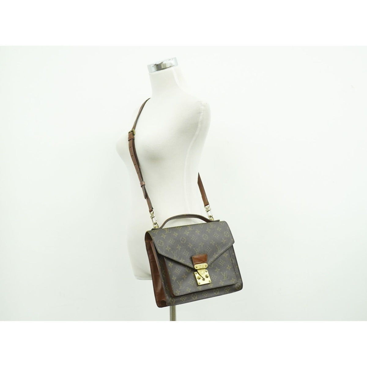 Louis Vuitton LV Monceau Monogram 2-Way Shoulder Bag Brown — view 7