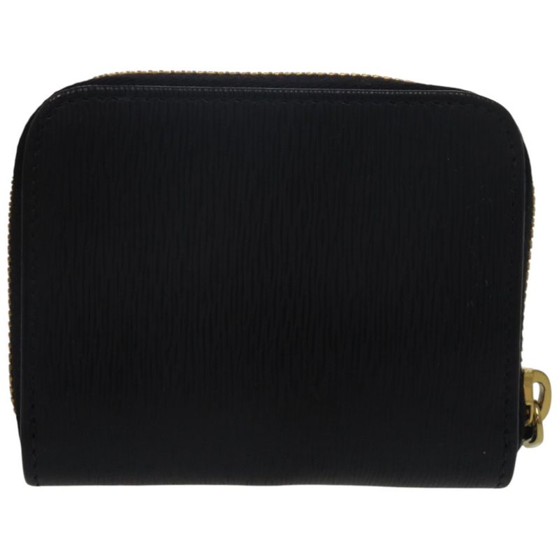 Prada Round Zipper 1mm (004in)268 Leather Gold Hardware Black Coin Case Wallet