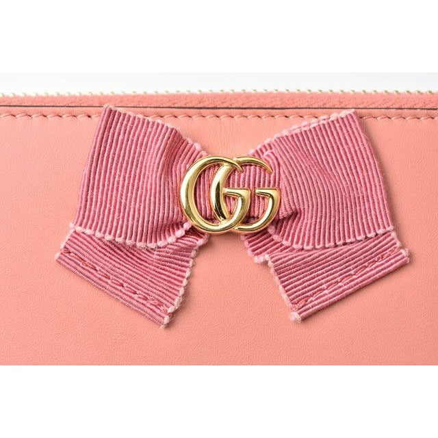 Gucci Wallet Long Round Zipper GG Marmont Ribbon Pink — view 9