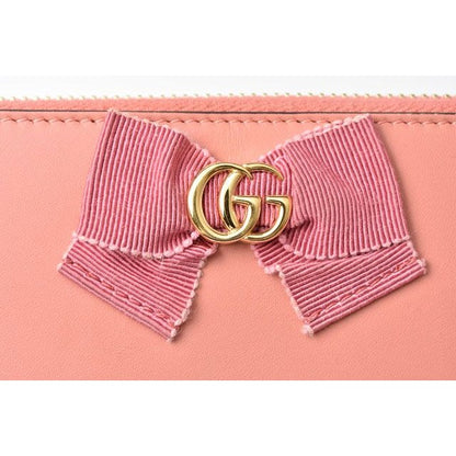 Gucci Wallet Long Round Zipper GG Marmont Ribbon Pink — view 9