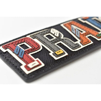 Prada Key Ring Holder Logo Patchwork Black Multi — view 5
