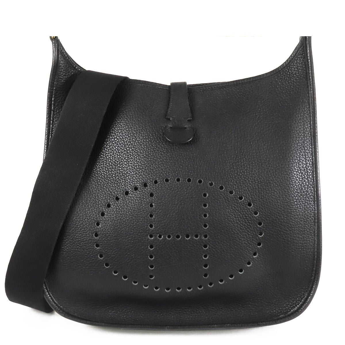 Hermes Evelyne GM Black Gold Togo Shoulder Bag