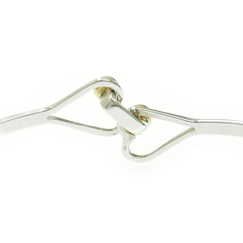 Tiffany & Co Silver Hook & Eye Double Heart Bangle 5.2g 925 750 Engraved 479596