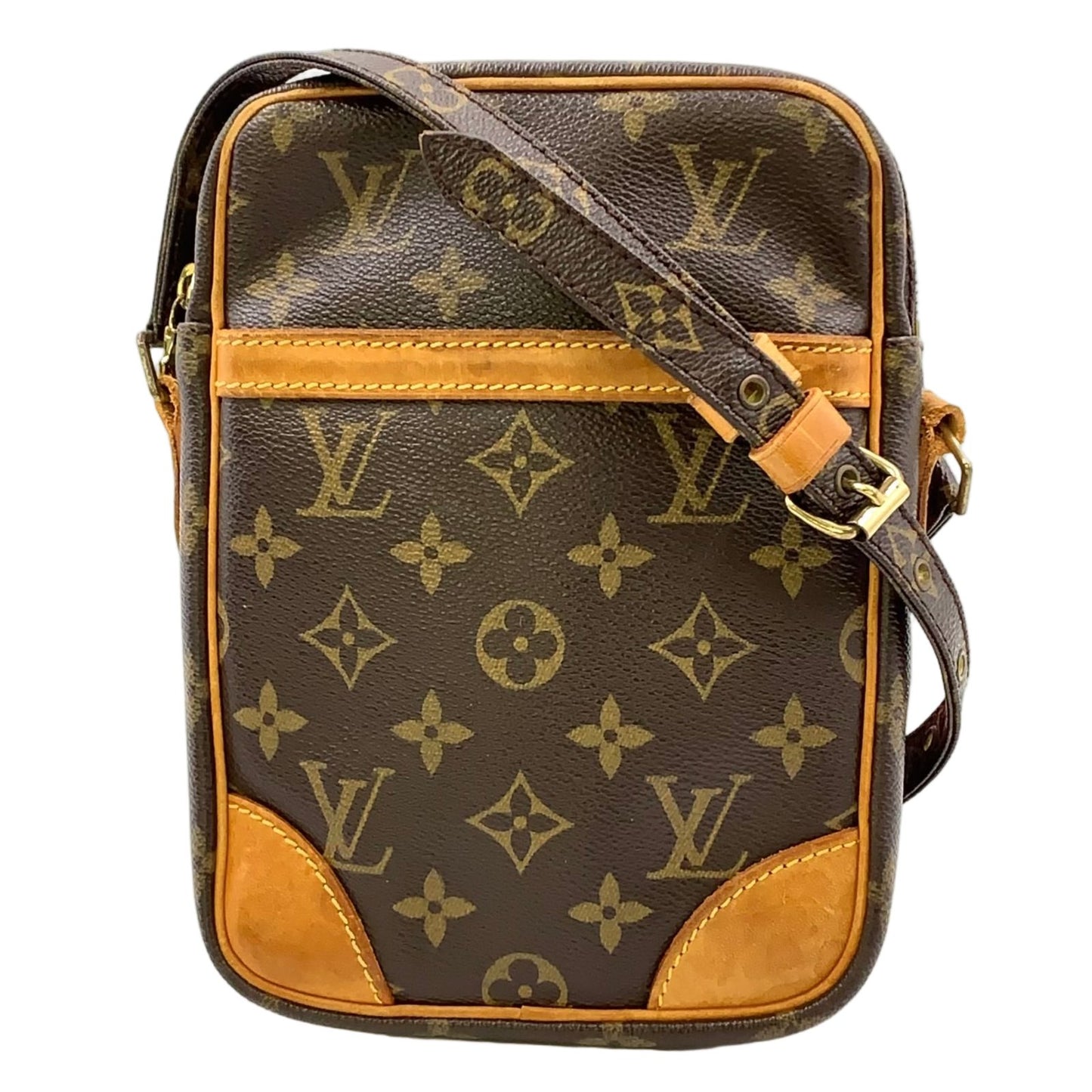 Louis Vuitton Danube Monogram Leather Brown Shoulder Bag Gold