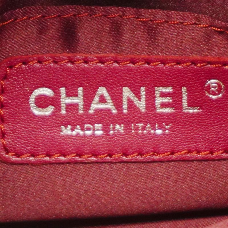 Chanel Shoulder Bag Matelasse Lambskin Red Silver Hardware Women