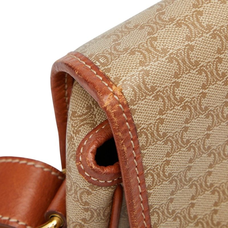 Celine Macadam Star Ball Beige Brown PVC Leather Women's Celine