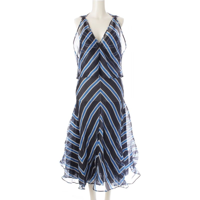Fendi 17 Silk Mesh Sleeveless Layered Design 2WAY Dress Cami Dress Blue 38