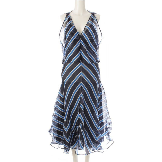 Fendi 17 Silk Mesh Sleeveless Layered Design 2WAY Dress Cami Dress Blue 38