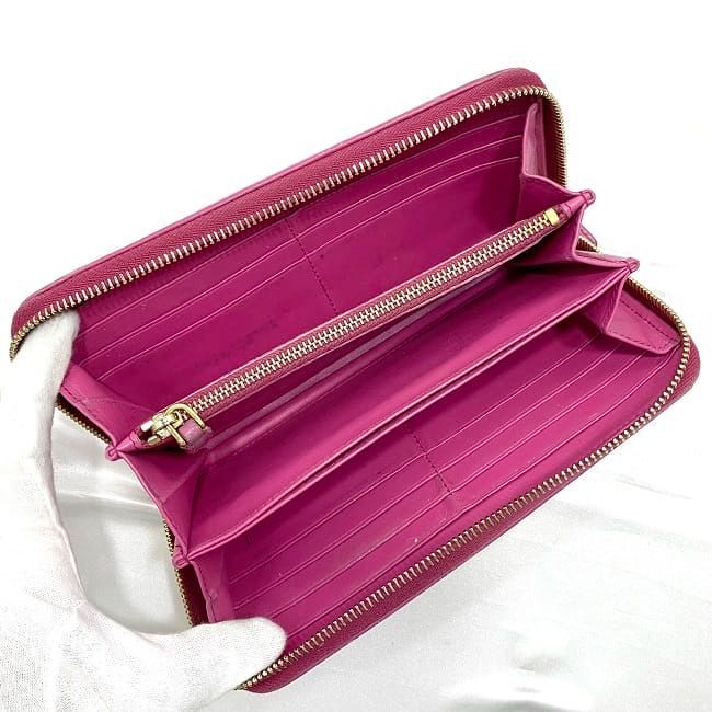 Prada Round Zipper Long Wallet Pink Fuxia 1m0506 Wallet