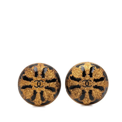Chanel CC Logo Earrings Gold Plated