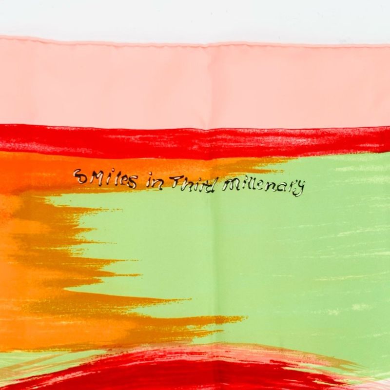 Hermes Carre 90 Smiles In Third Millenary Pink X Multicolor Scarf 100% Silk