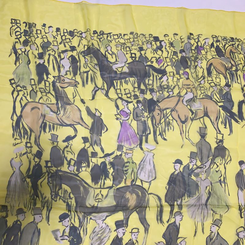 Hermes Carre 140 Paddock Yellow Large Scarf 100% Silk