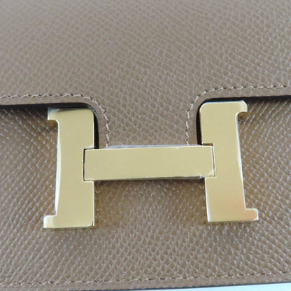 Hermes Constance Slim Brown Veau Epsom Gold Coin Case Wallet — view 10