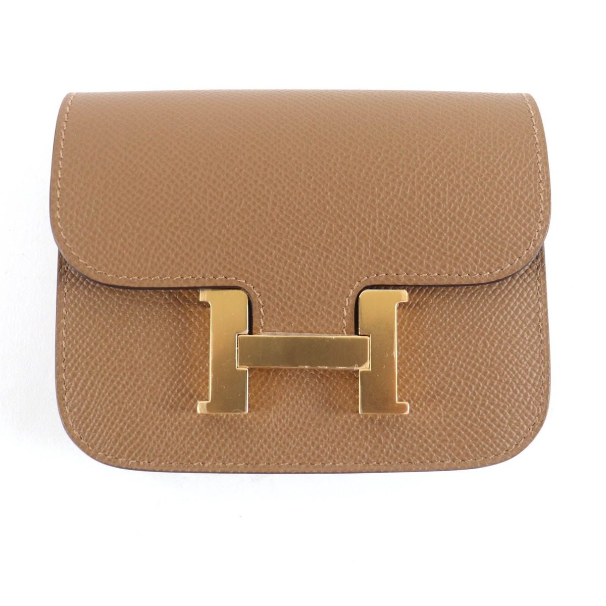 Hermes Constance Slim Brown Veau Epsom Gold Coin Case Wallet