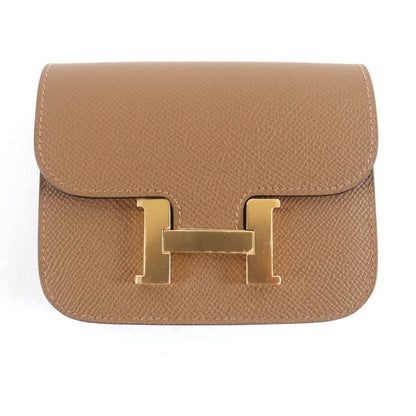 Hermes Constance Slim Brown Veau Epsom Gold Coin Case Wallet