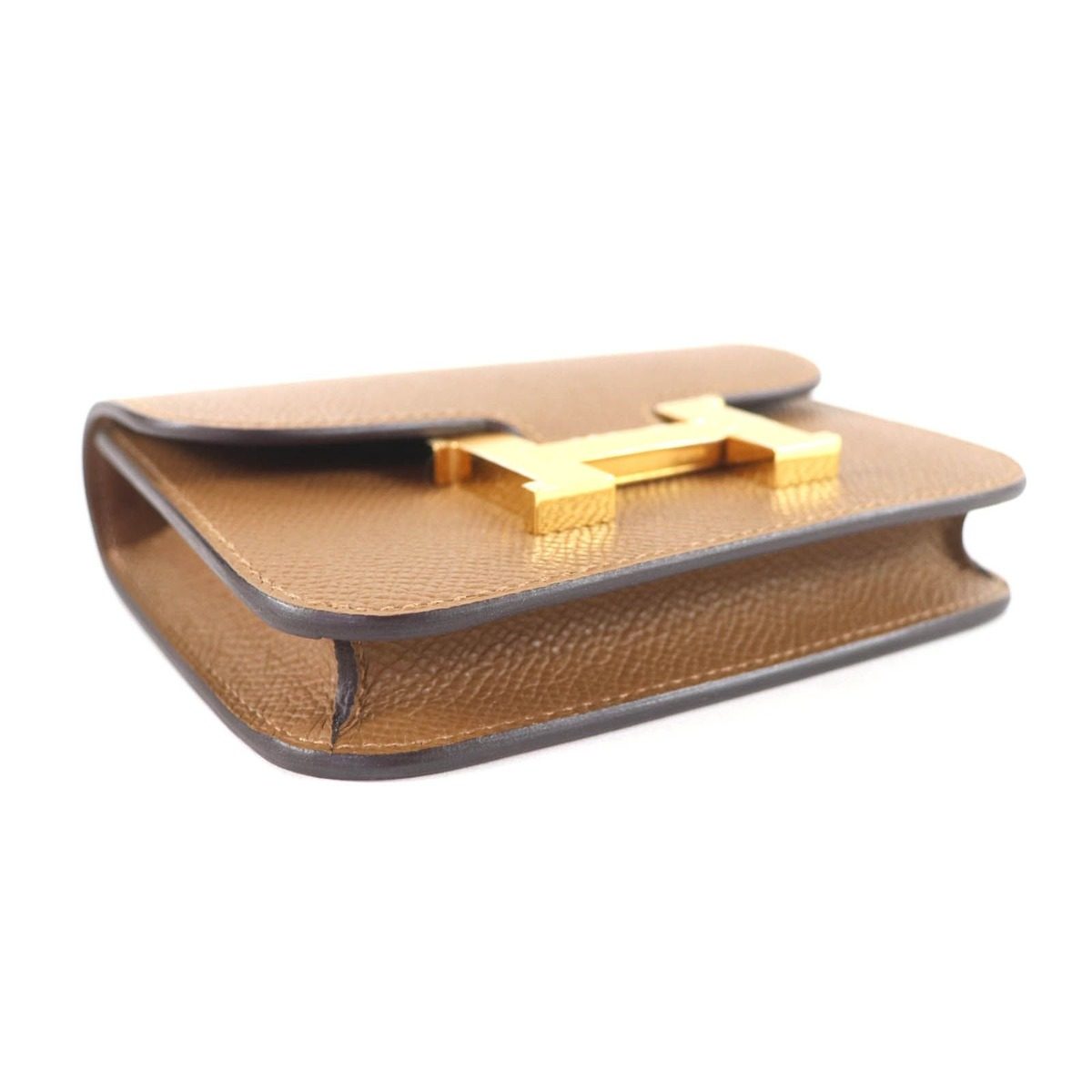 Hermes Constance Slim Brown Veau Epsom Gold Coin Case Wallet — view 4