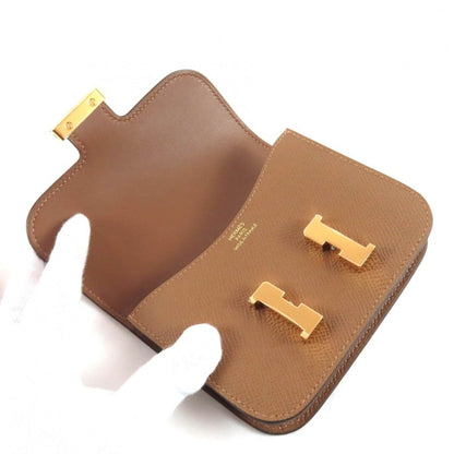 Hermes Constance Slim Brown Veau Epsom Gold Coin Case Wallet — view 5