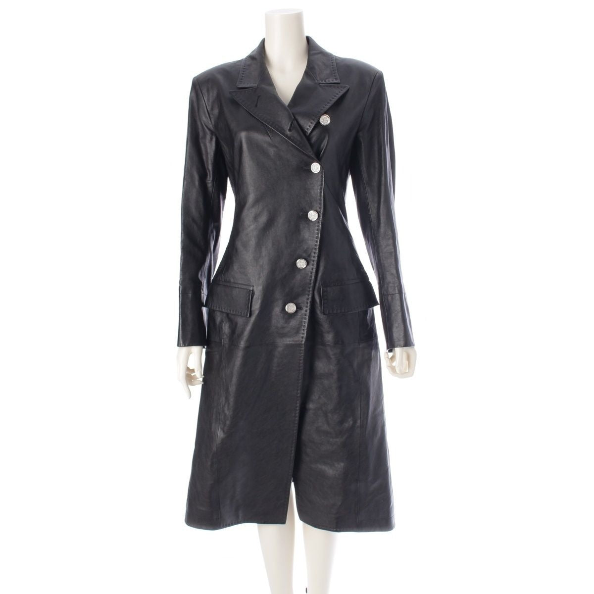 Louis Vuitton 22 SS Leather Long Coat Outerwear NJ4 Fmlc97 Black 34