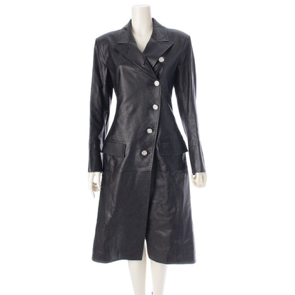 Louis Vuitton 22 SS Leather Long Coat Outerwear NJ4 Fmlc97 Black 34