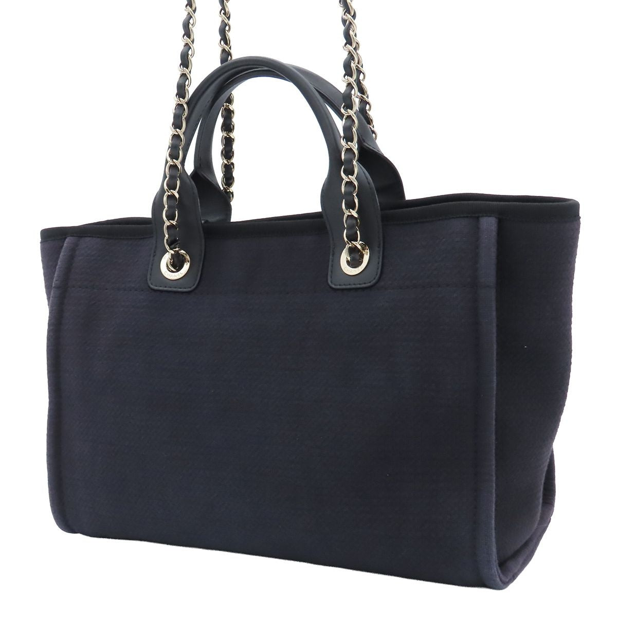 Chanel Deauville Small Shopping Black Cotton Canvas 2-Way Tote Bag — view 2