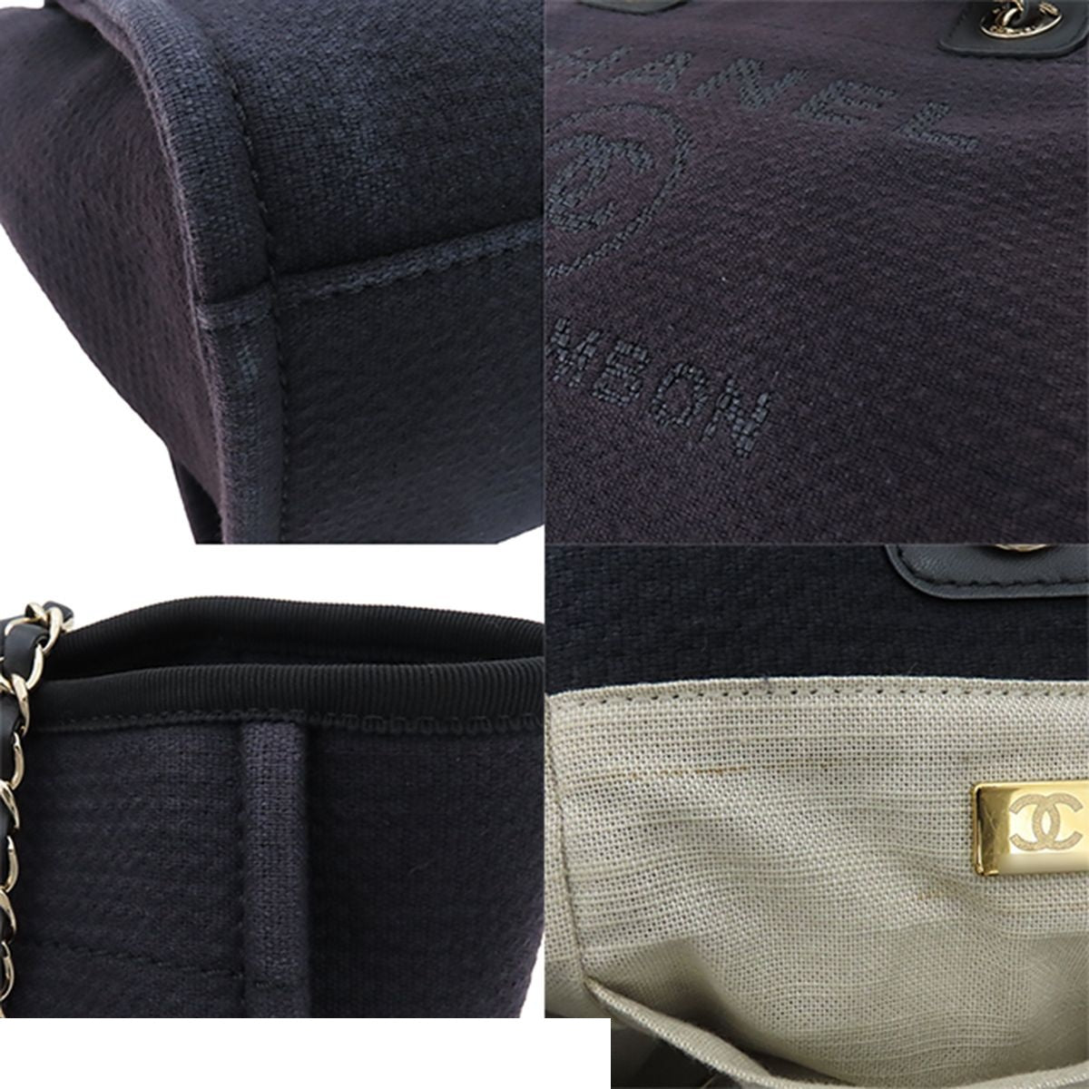 Chanel Deauville Small Shopping Black Cotton Canvas 2-Way Tote Bag — view 7