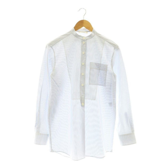 Celine Seri Nu Phoebe Philo Era Stripe Stand Collar-l S Cotton Shirt Blouse 34