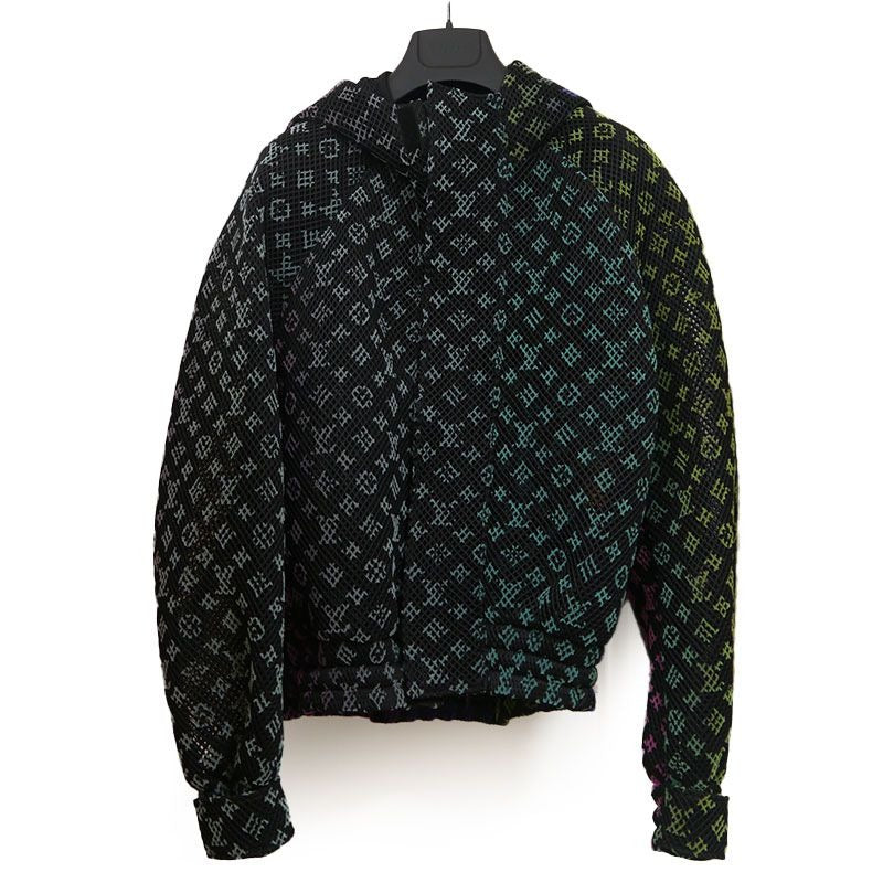 Louis Vuitton Gradient Monogram Mesh Blouson Jacket 46 Black