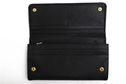 Prada Long Wallet Women Leather Genuine Black 1m1132 Saffiano Leather Long