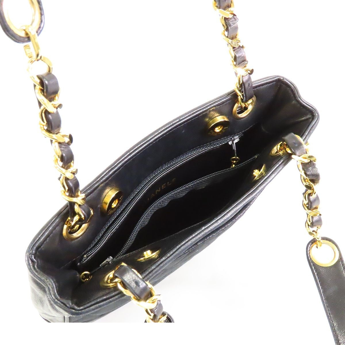 Chanel Cocoball Chain Black Gold Satin Lambskin Shoulder Bag — view 5