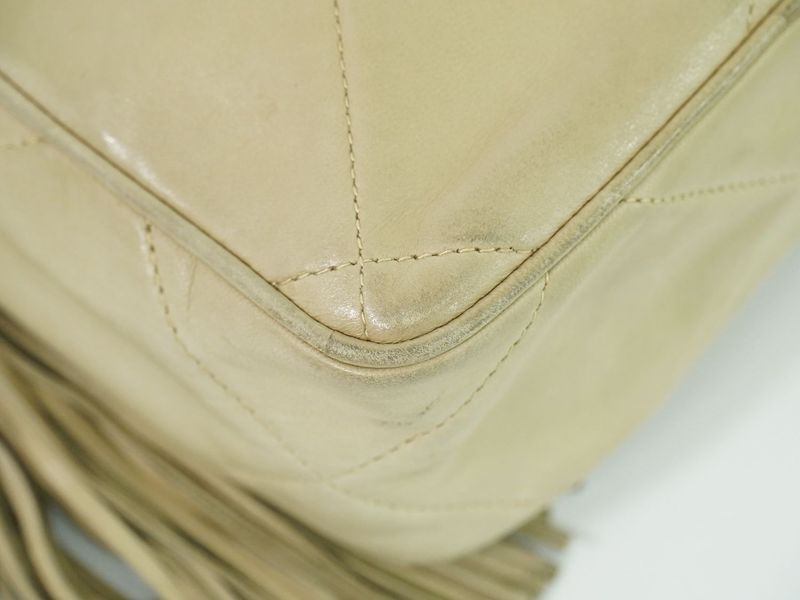 Authentic Chanel Coco Mark Matelasse Tassel Chain Shoulder Bag Lambskin Leather