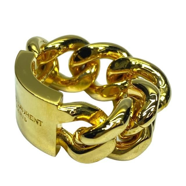 Saint Laurent Chunky Chain Ring Accessories Small Logo GP Gold Size 5 (size 8)