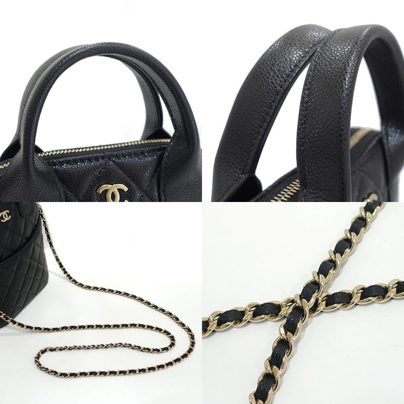 Chanel Chain Clutch Bag 2WAY Bag Caviar Skin Black Chien Pangold