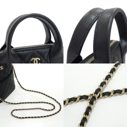 Chanel Chain Clutch Bag 2WAY Bag Caviar Skin Black Chien Pangold
